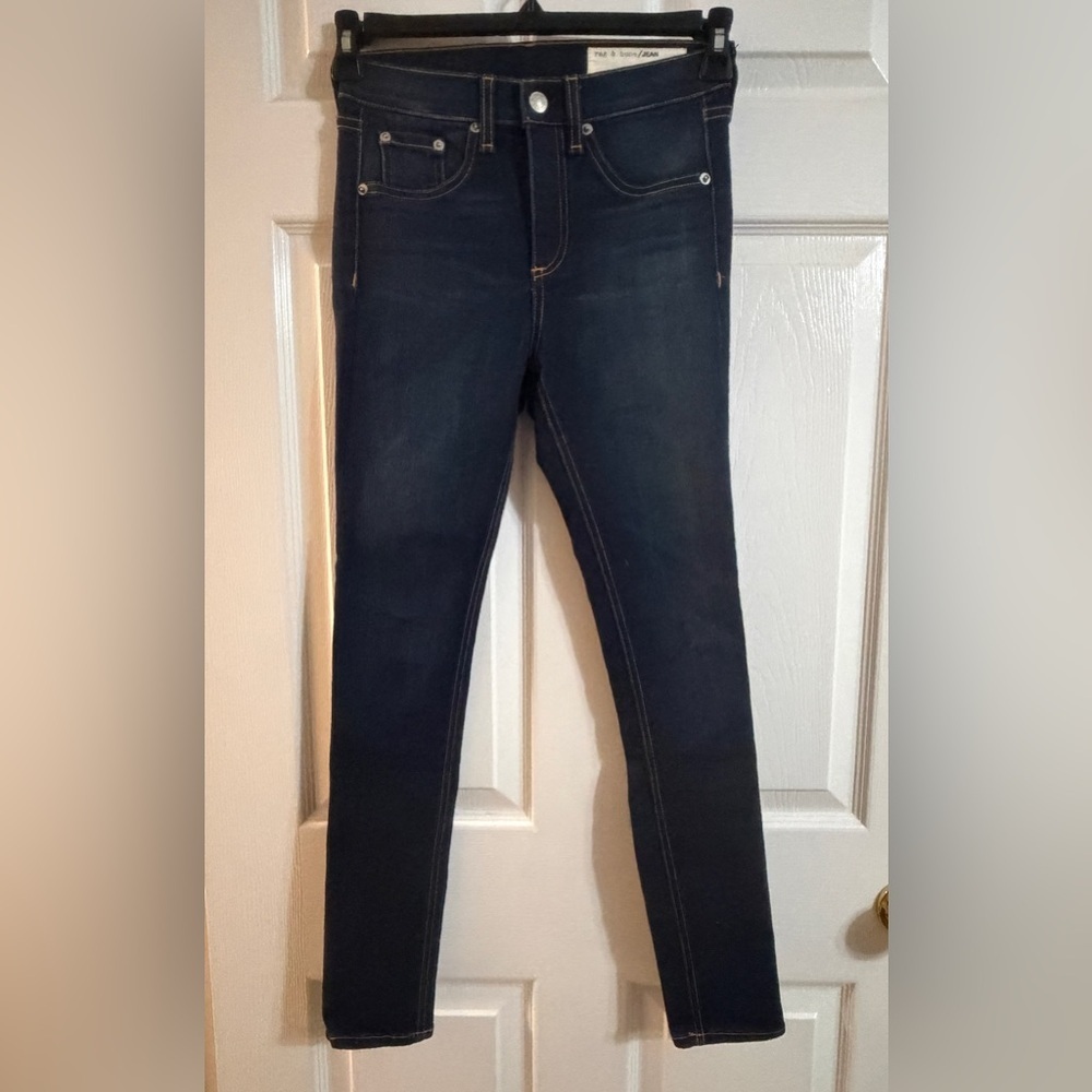 rag & bone High Rise Ankle Skinny Jeans Womens 25 Dark Wash Designer